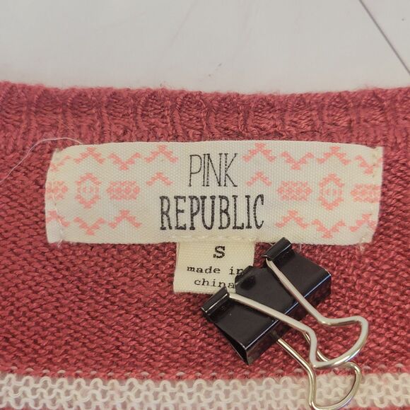 Pink Republic sweater coral pink striped size small - Picture 3 of 8